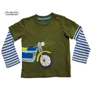 Mini Boden 1.5-2Y Motorcycle Appliqué Layered Sleeve Tee Shirt